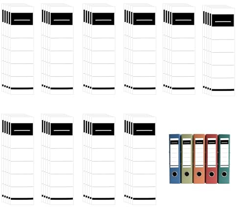 50PCS Étiquettes Autocollantes pour Dos de Classeur, 5,4 x 19 cm Tiquettes Étiquettes Self Adhesive Étiquette arrière pour Classeurs Étroits Facile à Écrire pour Bureau Archives École et Organisation