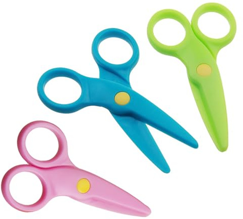 TSUOUKL 3 Pezzi Forbici di Sicurezza per Bambini, 10,7 cm Forbici per Carta in Plastica PP Forbici Prescolare per Bambini dai 2 Anni in Su,Forbici Artigianali per Bambini