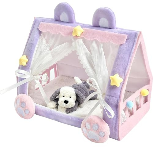 Lit bébé pour poupées Jouet - Jeu 17 x 11 x 14 cm, Meubles de poupées en Tissu, Forme de Rideau Charmante Apparence Confortable | Faites Semblant de Jouer, Accessoire pour la Maternelle