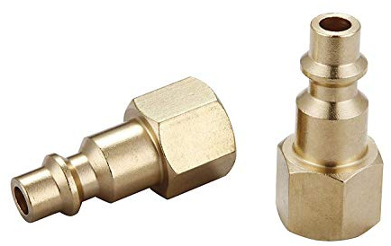 T TANYA HARDWARE Air Hose Fittings And Air Coupler Plug, Air Compressor Quick-Connect FNPT Female Plug Kit (Industrial Type D, 1/4-Inch NPT Female Thread, Solid Brass, 2 Piece)