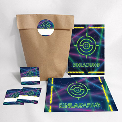 Set of 12 Invitation Cards, Envelopes, Gift Bags, Stickers Birthday Children Laser Day for Girls Boys Invitations Children's Birthday Party Invitations Set Card Set Party
