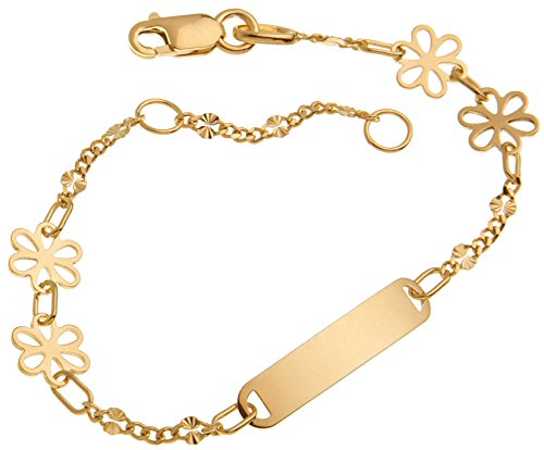 Braccialetto con incisione per bambini/neonati, in oro giallo 375, lunghezza a scelta da 12 a 16 cm, 12 Zentimeter, Oro giallo
