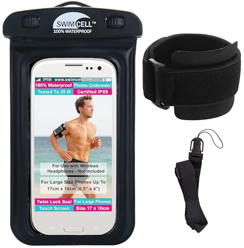 Fascia Da Braccio Impermeabile Per Telefono - Da Corsa E Nuoto. Per TUTTI I Telefoni STANDARD Fino A 17cm: iPhone,Pro Samsung Galaxy Android. Inclusi Fascia Alta Visibilità E Cordino.