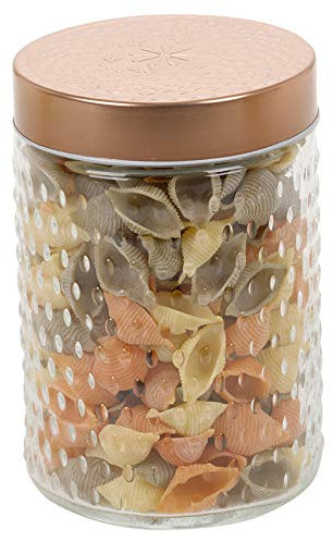 Hermetic Airtight Round Glass Food Storage Jars Canisters Containers with Copper Coloured Lid