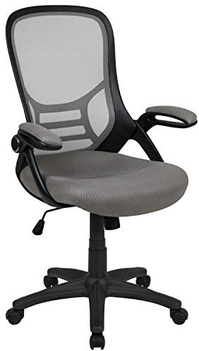 Flash Furniture High Back Light Gray Mesh Ergonomic Swivel Office Chair with Black Frame and Flip-up Arms
