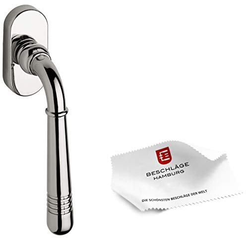 Beschläge Hamburg: Fenster-Griff/Fenster-Hebel Emily DK 07 - Dreh-Kipp Fenster-Beschlag mit 45° Raster - Fenster-Garnitur Fenster-hebel (Nickel poliert MPN PVD)