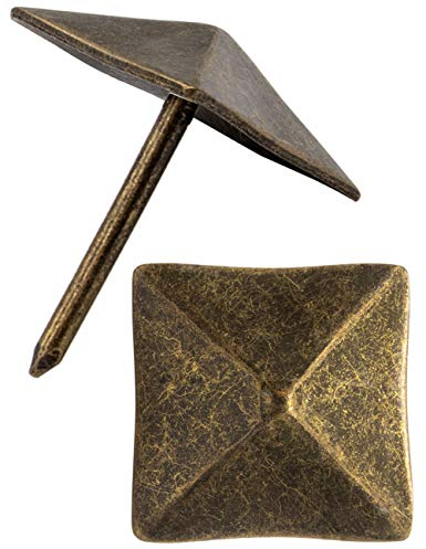 FUXXER 20x Zier-Kopf-Nägel, Möbel-Nägel, Polster-Nägel, Antik Bronze Optik, 19x19 mm