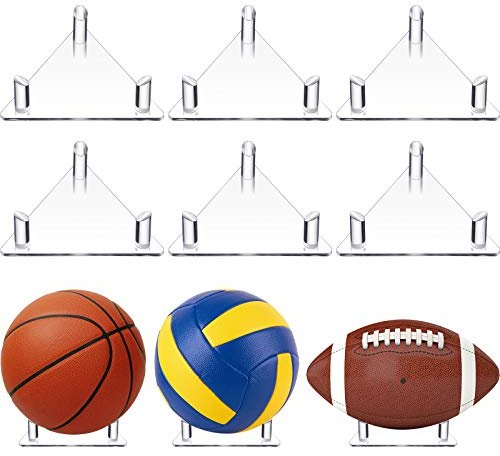 Jetec 6 Pieces Acrylic Ball Holder Display Stand Transparent Sports Ball Storage Rack for Volleyball Basketball Football Soccer