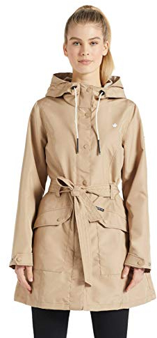 khujo Damen Mantel Lauren Sommerparka Trenchcoat einfarbig Kapuze Stoffgürtel