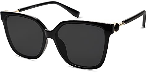 SOJOS Fashion Square Sunglasses for Women Trendy UV Protection Lens Womens Sunnies Sunglasses SJ2196, Black Frame/Grey Lens