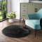 Latepis Teppich Rund Schwarz 120 cm Flauschig für Schlafzimmer Esszimmer Wohnzimmer Bettvorleger Kunstfell Teppich Hochflor Waschbar Shaggy Rug