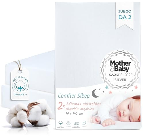 Drap Housse 70x140 Bebe 100% Coton Naturel - Lot de 2 Blanc Draps Lit Bébé Ultra Doux et Respirants en Tissu Biologique
