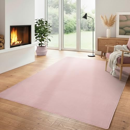 Einfarbiger Teppich Wohnizmmer, Esszimmer, Schlafzimmer, Küchenteppich Waschbar rutschfest Teppich Rose Flauschig Kurzflor Carpet, Größe: 80 x 150 cm