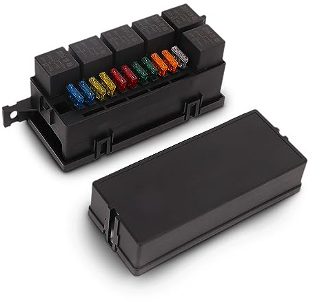 Gugxiom Scatola relè Impermeabile Automatica 12V, 6 relè e 11 Vie ATC, Fusibili Lama ATO, ABS, IP65
