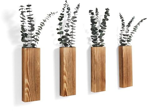 SOONOW Wand-Pflanzgefäß aus Holz, moderne Bauernhaus-Wanddekoration für Wohnzimmer, Schlafzimmer, Badezimmer, Zuhause und Büro, Taschenvase aus Holz für getrocknete Blumen und künstliche Grünpflanzen,