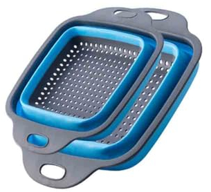 Passoire pliable pour fruits et légumes - Passoire portable en silicone - Égouttoir pliable - Outils de bar de cuisine (bleu)