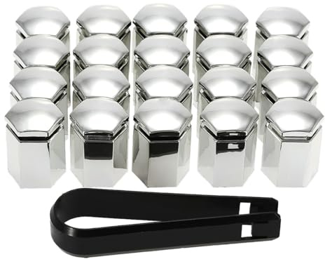 Hjulmutter bilstyling 17 x 30 mm svart 20 st/set fordon bil hjul mutter bult skydd lock för bilar hjulmutterlock (färg: silver)
