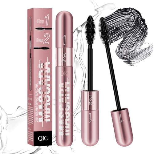 XiXiRan Mascara, Mascara 2 en 1, Mascara de Pestañas, Mascara Waterproof, Máscara de Pestañas Volumen Longitud, para un Maquillaje de Ojos Hermoso y Glamoroso
