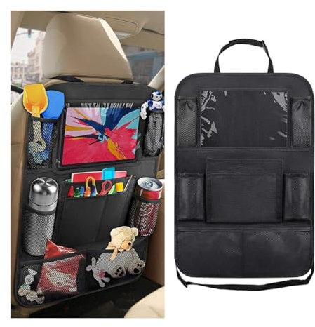 CGEAMDY Universal Autositz-Organizer aus Oxford-Gewebe - Aufbewahrungstasche mit Rücksitzschutz und Kickstand