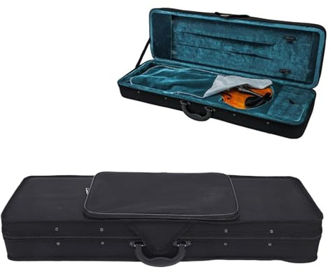 3/4 Storlek Fiolfodral, Sammetsfoder Lätt Fiol Resefodral Violinlåda med Rem, Fiolbärväska Avlång Fiolfodral Hard Shell Violinlåda Svart
