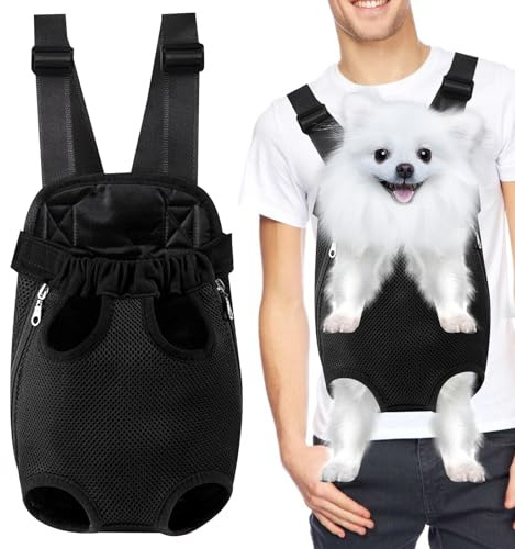 Transportin Perro Transportin Perro Pequeño Mochila Perro,Bolsa de Lona Impermeable y Transpirable con Orificios Precisos para el Montaje de Extremidades para Mascotas Pequeñas de 2,5 a 3,5 KG, Negra