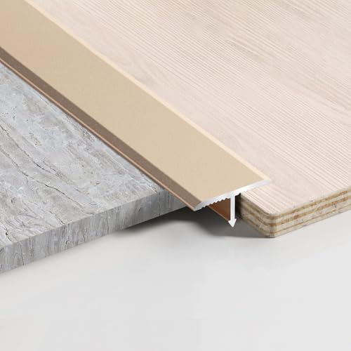 Perfil en T de aluminio, 3 unidades, 900 x 20 mm, barra de transición para umbrales de puertas y suelos de conexión de baldosas laminadas, oro rosa