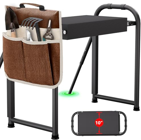 seasky Garden Kneeler and Seat, Anti-Tipping Foldable Gardener Stool Widened Thick Soft Kneeling Pad, Gardening Kneeling Bench with Handles with Tool Bag, Gardening Gift for Seniors Women