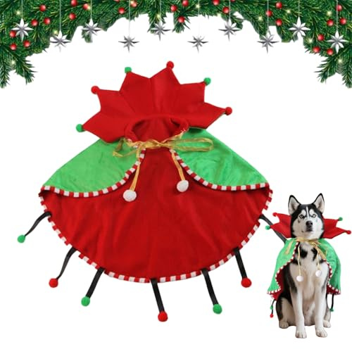 Cappa Cane,Costumi da Albero di Natale per Cani Piccoli | Mantello per Animali Domestici | per Gattino Abbigliamento Invernale per Travestimenti Festival Feste di Compleanno Cosplay