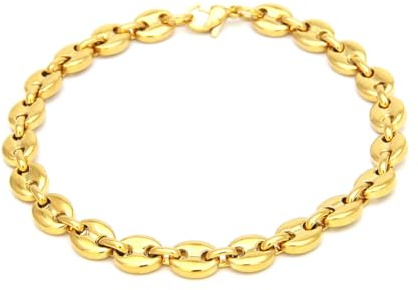 HIJONES Minimalista caffè Fagiolo Catena Collana da Unisex in Acciaio Inox 11MM Oro 17CM