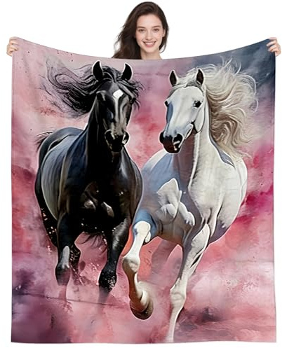 DUNTNKS Unique Horse Blanket Gifts for Girls Women Horse Lovers Adults,Soft Plush Animal Horses Themed Throw Blanket Horseback Riders Birthday Gifts 50X40INCH