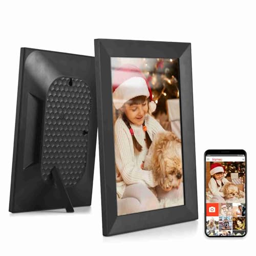 Domary 10,1 Tum Digital Fotoram WiFi Digital Bildram 10,1 Tum WiFi Fotoram 16 GB IPS Pekskärm Automatisk Rotation APP-delning med LCD-skärm för Familjens Vänner (EU-svart)