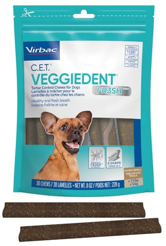 Virbac C.E.T. VEGGIEDENT FR3SH Tartar Control Chews for Dogs, Extra Small, 8 oz (Pack of 1)