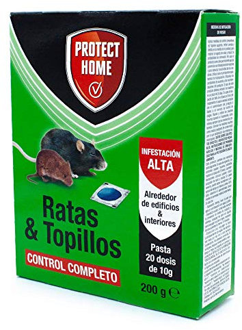Protect Home Raticida en pasta, control completo, Veneno para ratas y topillos, Indicado para interiores y exteriores