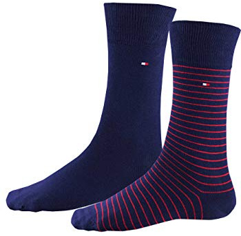 Tommy Hilfiger Classic, Calzini Uomo, Navy/Red 093, 39-42 (Pacco da 2)