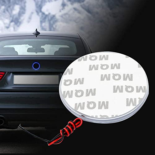 Riloer Etiqueta Engomada de la Insignia de la Luz del Coche, Etiqueta Engomada de la Lámpara del Emblema de la Insignia de 82mm LED para el Vehículo Automóvil, Azul