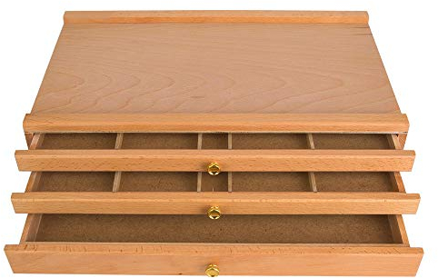 Herramienta de dibujo de 3 cajones, madera de haya, caja de suministros de almacenamiento para artistas, caja de herramientas para pintura de pigmentos, para pasteles, lápices, bolígrafos,
