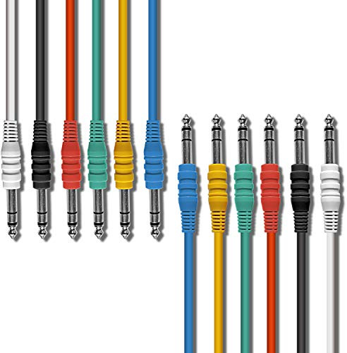 AxcessAbles 1/4 TRS to 1/4 TRS Balanced Stereo Patch Cables (6 Pack - 1ft)