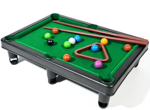 Mini Pool Table Set Portable Small Tabletop Billiards Game with 2 Sticks, 16 Balls and Triangle for Travel Party