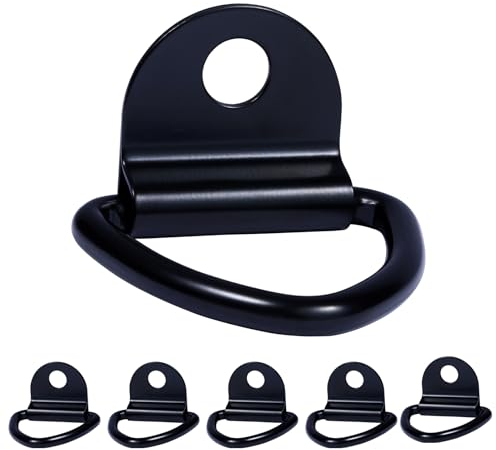 VEXPLO Truck Bed Tie Down Anchors Points Rings Steel Bolt On Tie Down Points for Pickup Travel Utility Trailer Boat Warehouse, 6 Pack of Heavy Duty Replacement V Ring D Ring Tie Down Rings for Cargo