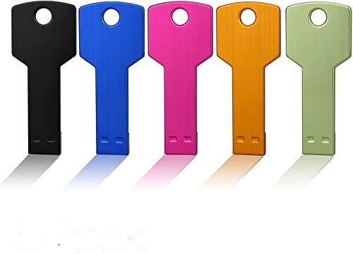 JUANWE 64GB USB Flash Drives 5 Pack, Key Shape Mix Color Thumb Drive Bulk Metal USB Drives 2.0, Mutipacks Portable Waterproof Memory Storage Stick, Ideal Jump Drive for Data Backup & Transfer