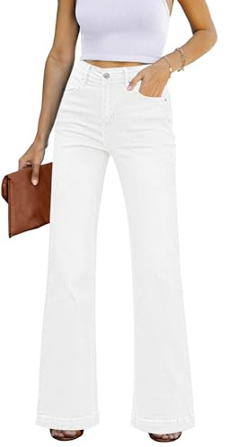 Luvamia White Mom Jeans for Women - UK Bootcut Stretch Size 12-14