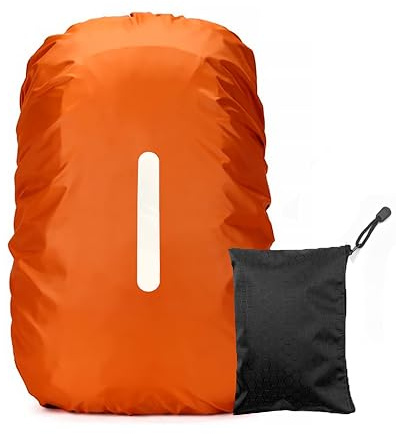 LICQIC Vattentätt regnskydd för ryggsäck, reflekterande ryggsäck regnskydd för utomhusbruk, vandring, camping, resor, cykling, Orange, M(40-50L)