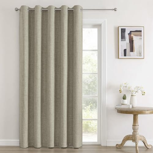 Joydeco Blackout Room Divider Curtains, Extra Wide Sliding Door Drapes Living Room Curtains, Linen 1 Panel 70W x 96L Inch Patio Door Drapes for Room Privacy