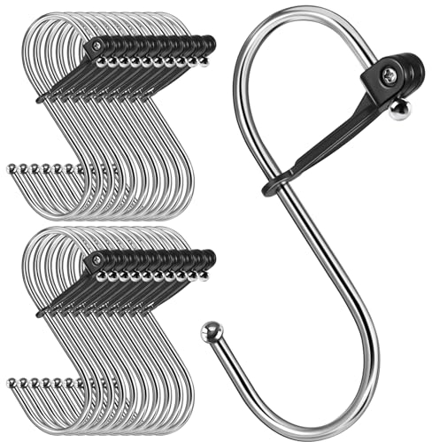 Hooks for Hanging, 20pcs S Hooks for Hanging Heavy Duty with Safety Buckle, Suitable Diameter up to 2.8cm for Kitchen Bathroom Bedroom Wardrobe, Metal