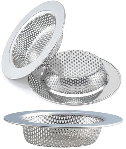 Honmein 3 st diskbänkfilter för de flesta diskbänksdräneringskorgar, uppgraderat dubbelskikt, säker design, diskbänksil (ytterdiameter 12 cm/4,5 tum)
