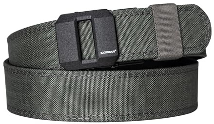 IDOGEAR Cintura tattica per pistola 1,5'' EDC Cinghia rigida per impieghi gravosi 38 mm in nylon cintura di utilità cintura a cricchetto rinforzata per trasporto occulto (Gray, Small)