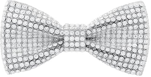 HOULIFE Strass-Fliegen für Herren Diamant-Fliege vorgebunden Pailletten-Fliege verstellbare Kristallfliegen für Hochzeit Party Bankett, Weiß