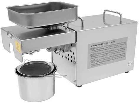 WooDerson 800W Öl Pressmaschine 0-250℃ Elektrische Ölpresse Mit Led Anzeige, Einstellbare Temperatur Ölmühle Aus Rostfreier Stahl, 2.5–4kg/Stunde (Rohmaterial), Silber