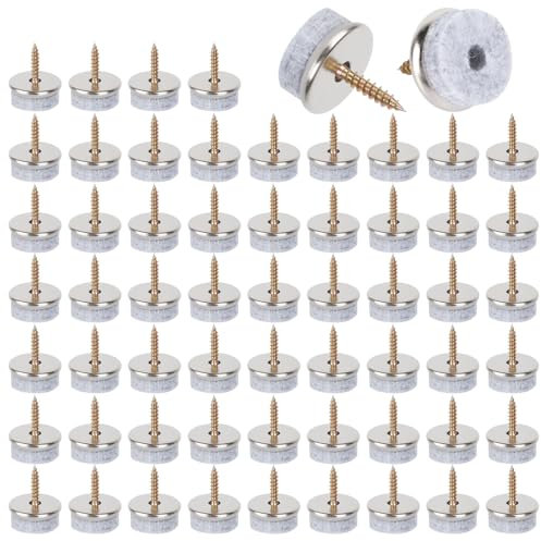 NZZVNZ 60 Piezas Clavos Deslizadores de Fieltro, 22mm Deslizadores de Muebles, Almohadillas de Fieltro para Sillas, con un Caja de PP, Tacos de Fieltro con Clavos para Proteger los Muebles de Suelo