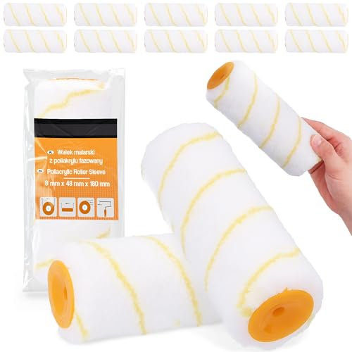 10x Rouleau 18 cm Rechange Peinture Latex Émulsion Surfaces Pour Façades Murale Anti-Projections Antigoutte Fournitures De Peinture Laque Universel